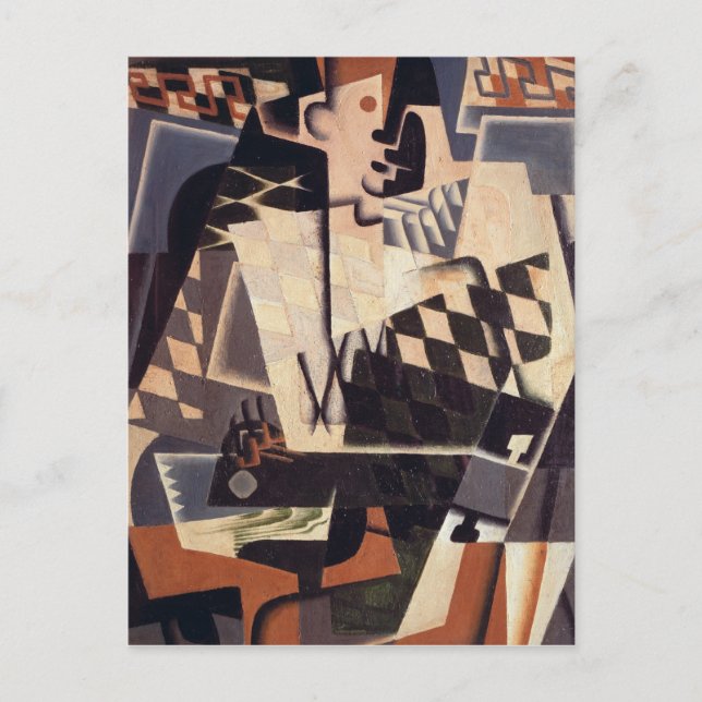 Harlequin with a Guitar, 1917 Postcard (Front)