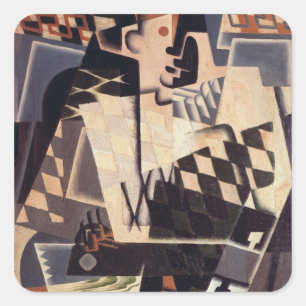 Harlequin with a Guitar, 1917 Square Sticker