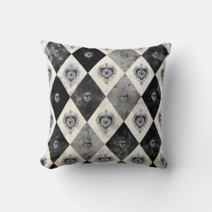 Harlequin with All-Seeing Eyes Throw Pillow