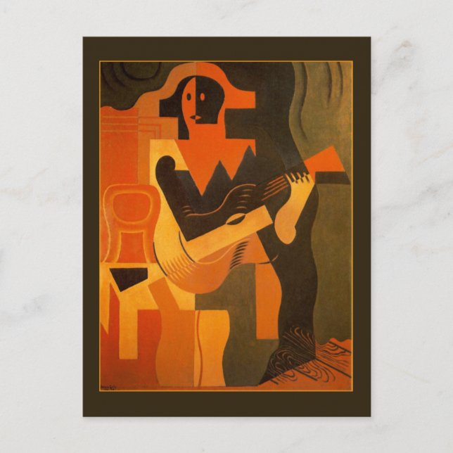 Harlequin with Guitar by Juan Gris Fine Art Cubism Postcard (Front)