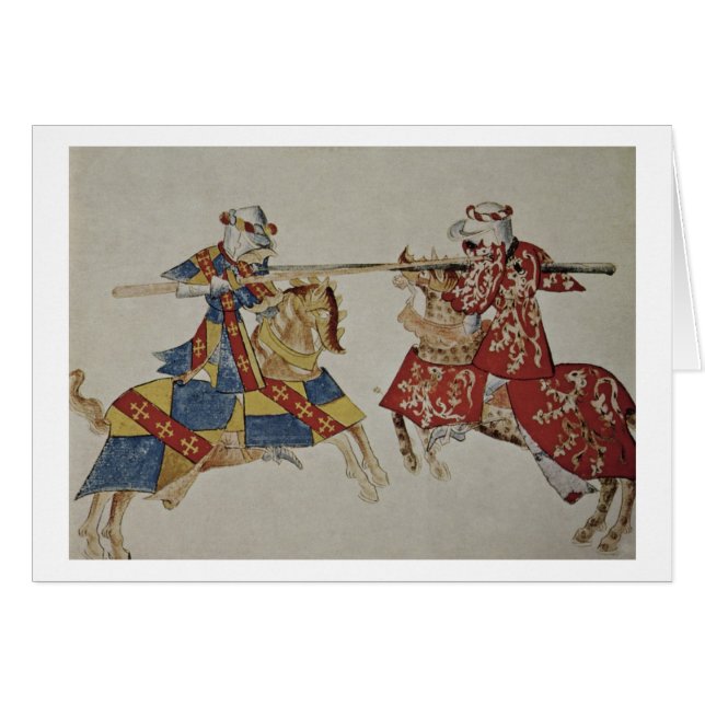 Harley 4205 f.366 Jousting Knights, c.1445 (vellum (Front Horizontal)