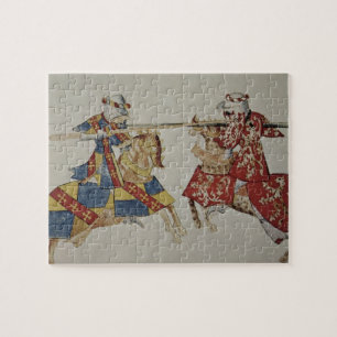 Harley 4205 f.366 Jousting Knights, c.1445 (vellum Jigsaw Puzzle