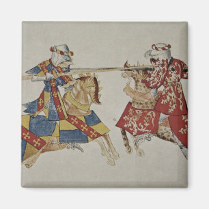 Harley 4205 f.366 Jousting Knights, c.1445 (vellum Magnet