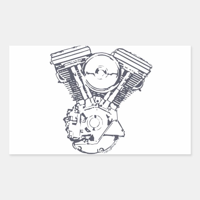 Harley Evolution V-Twin Rectangular Sticker (Front)