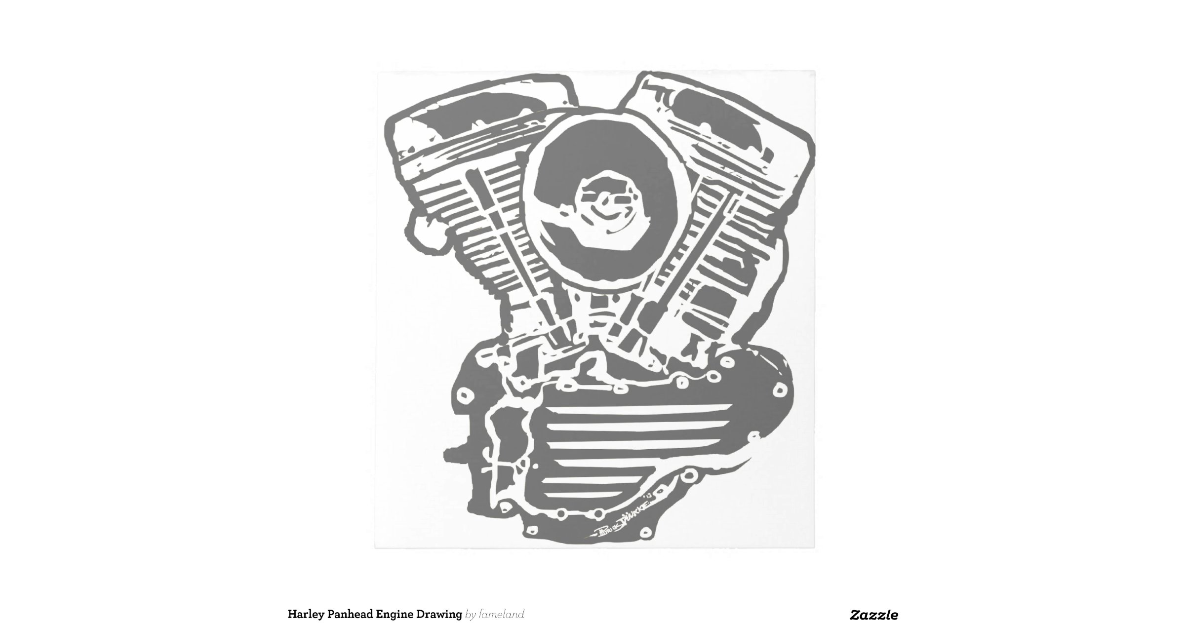 Harley Panhead Engine Drawing Notepads | Zazzle