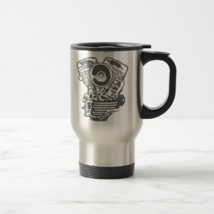 Harley Panhead Engine Drawing Travel Mug