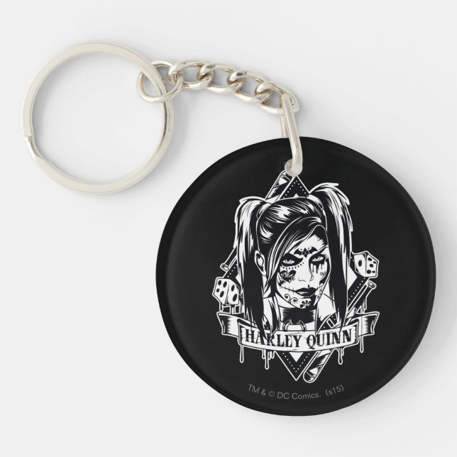 Harley Quinn Badge Key Ring (Front)