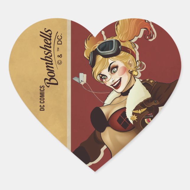 Harley Quinn Bombshells Pinup Heart Sticker (Front)