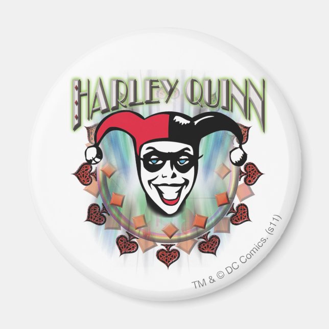 Harley Quinn - Face and Logo Magnet (Front)