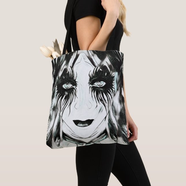 Harley Quinn-inspired Hellequin Gothic Girl Tote Bag (Close Up)