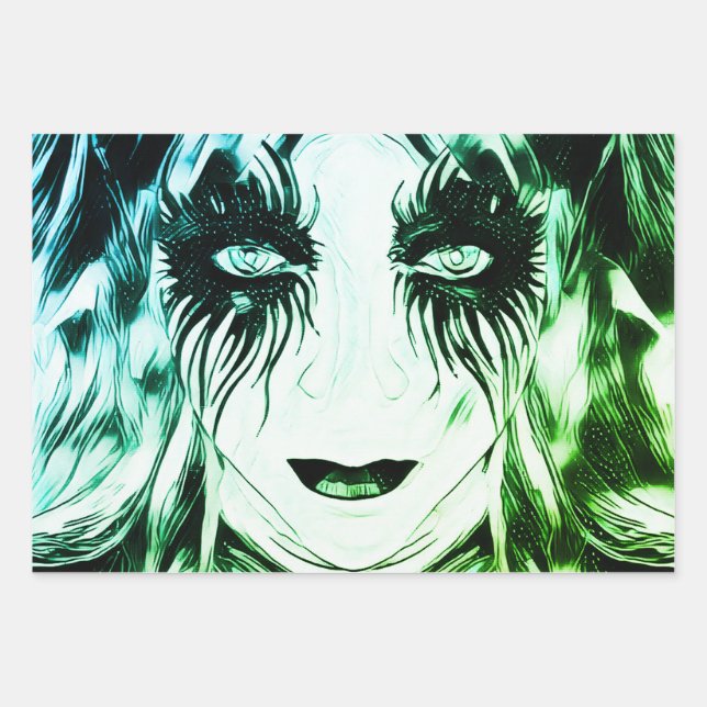 Harley Quinn-inspired Hellequin Gothic Girl Wrapping Paper Sheet (Front 3)