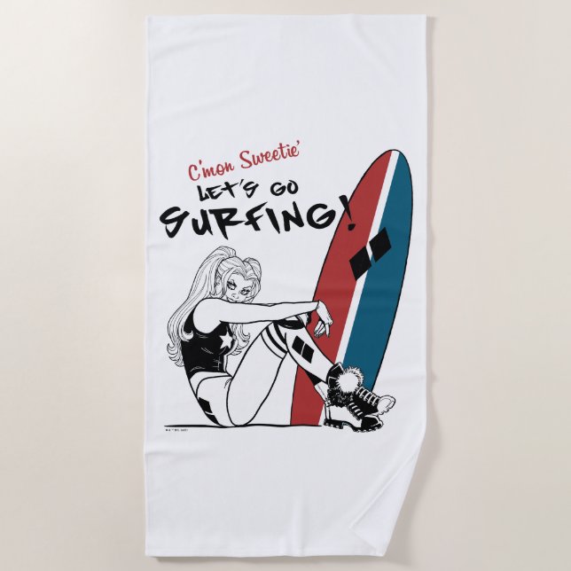 Harley Quinn - Let's Go Surfing Beach Towel (Front)
