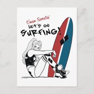 Harley Quinn - Let's Go Surfing Postcard