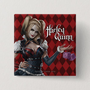 Harley Quinn With Fuzzy Dice 15 Cm Square Badge