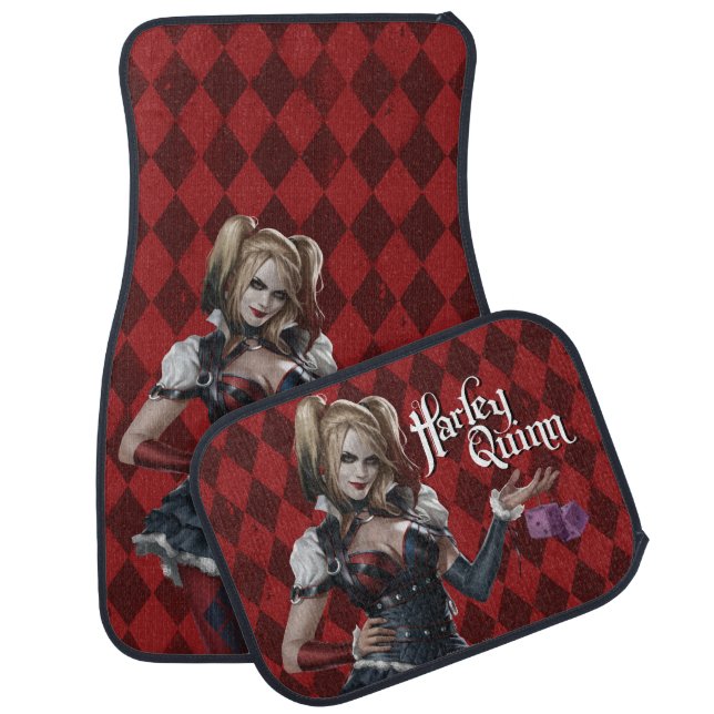 Harley Quinn With Fuzzy Dice Car Mat (Set)