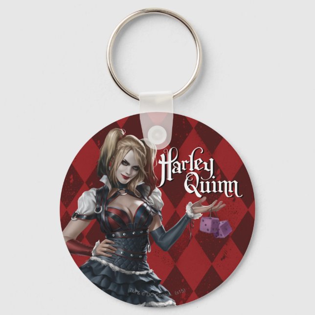Harley Quinn With Fuzzy Dice Key Ring (Front)