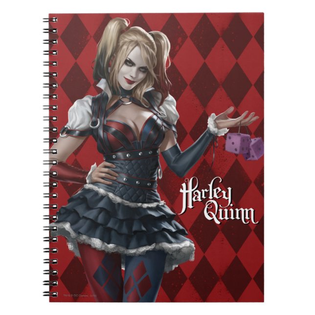 Harley Quinn With Fuzzy Dice Notebook (Front)