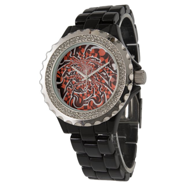 Harley Quinn's Peppermint Candycan Kissed Fractals Watch (Angled)