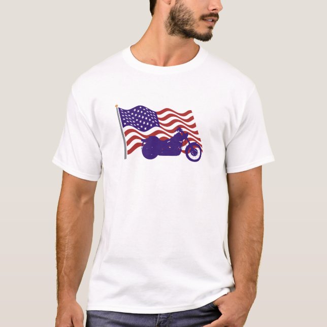 Harley Silhouette On American Flag Tanktop (Front)