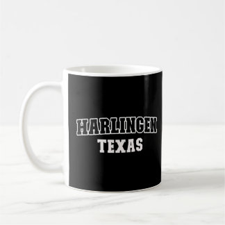 Harlingen Texas Black White Athletic Lettering  Coffee Mug