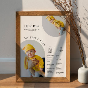 HARLOW 1st Birthday Milestone Infographic 18x24 Poster