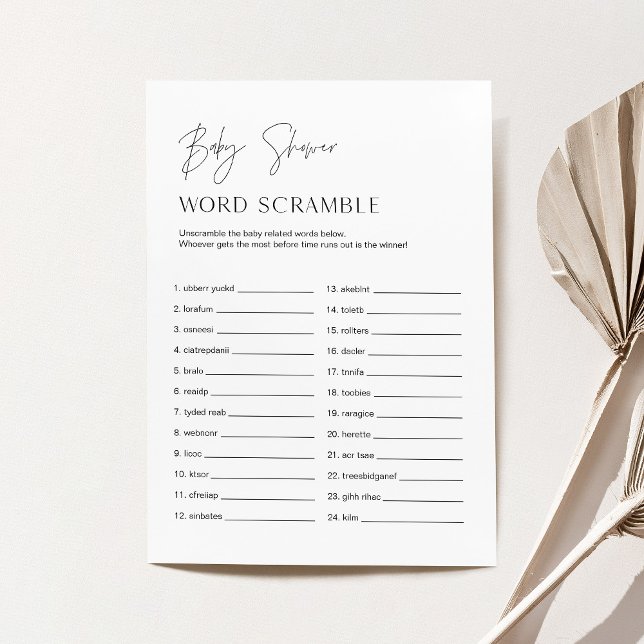 HARLOW Baby Word Scramble Baby Shower Game Card (Creator Uploaded)