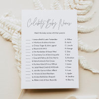 HARLOW Celebrity Baby Name Baby Shower Game