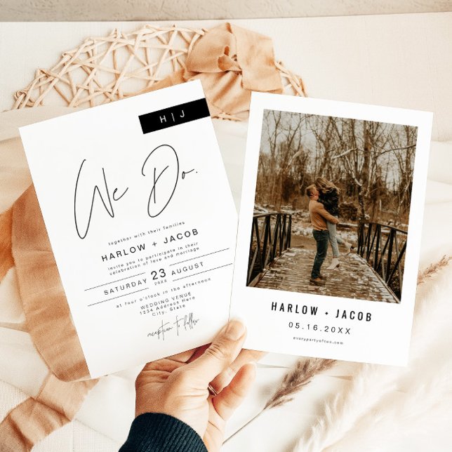 HARLOW Edgy Bold Modern We Do Photo Wedding Invitation (Creator Uploaded)