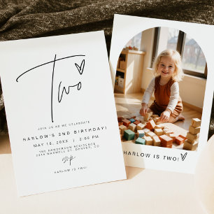 HARLOW Edgy Modern Minimalist ONE 1st Birthday Invitation