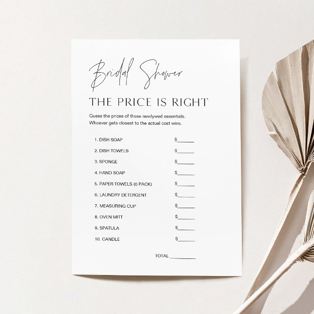 HARLOW Guess the Price Bridal Shower Game Card (Creator Uploaded)