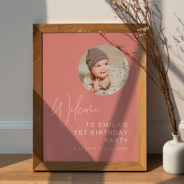 HARLOW Minimalist Birthday Photo Welcome Sign (Creator Uploaded)