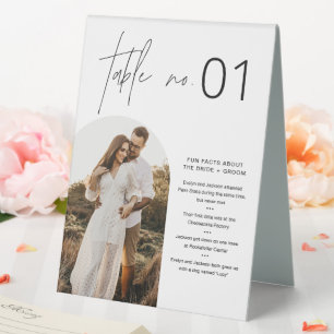 HARLOW Minimalist Table Number with Fun Facts 6x8