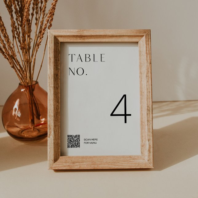 HARLOW Minimalist Table Number with Menu QR code (Creator Uploaded)