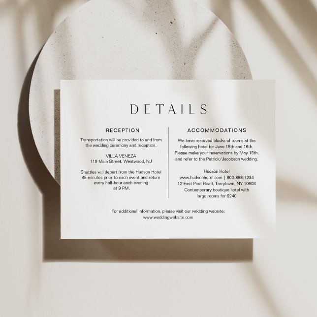 HARLOW Minimalist Wedding Details 5x3.5 Enclosure Card (Creator Uploaded)