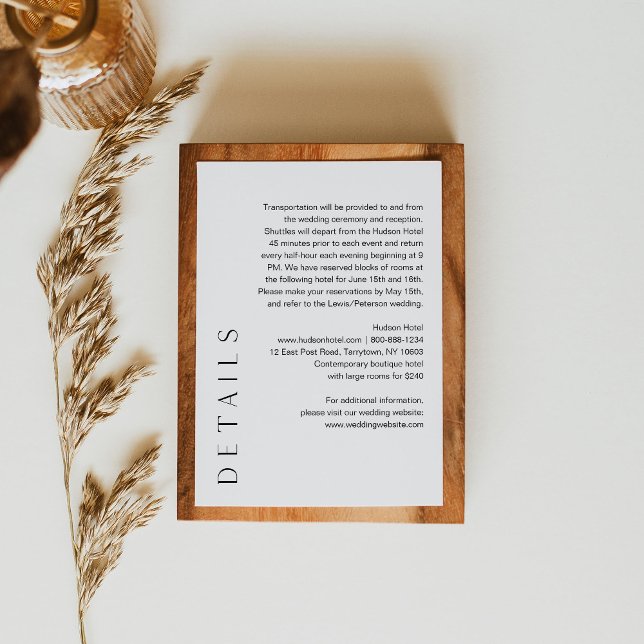 HARLOW Minimalist Wedding Details 5x3.5 Enclosure Card (Creator Uploaded)