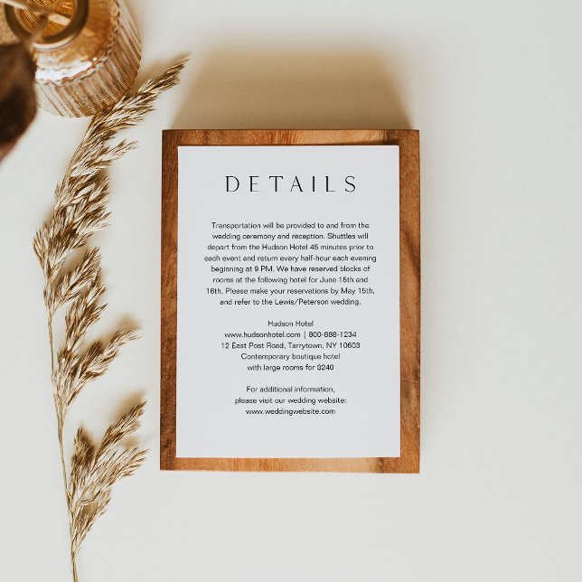 HARLOW Minimalist Wedding Details 5x3.5 Enclosure Card (Creator Uploaded)