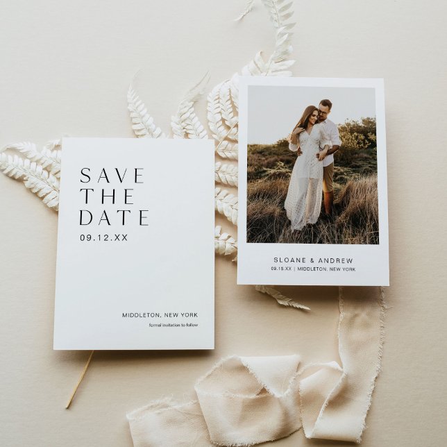 HARLOW Modern Minimalist Photo Save The Date Invitation (Creator Uploaded)