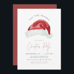 HARLOW Modern Minimalist Santa Hat Christmas Party Invitation<br><div class="desc">This 'tis the season Christmas party invitation features a simple watercolor Santa hat and an edgy handwritten script font. This invitation is perfect for for the modern event planner. Edit *most* wording to meet the needs of your event.</div>