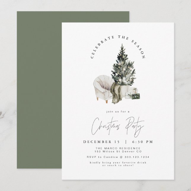HARLOW Modern Secret Santa Gift Exchange Invitatio Invitation (Front/Back)