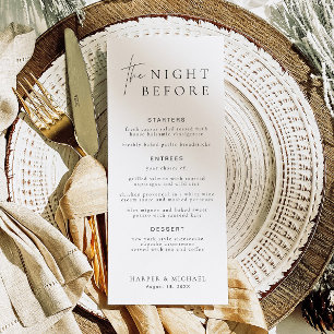 HARLOW Modern The Night Before Rehearsal Menu Card