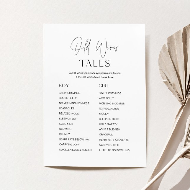 HARLOW Old Wives Tales Baby Shower Game Card (Creator Uploaded)