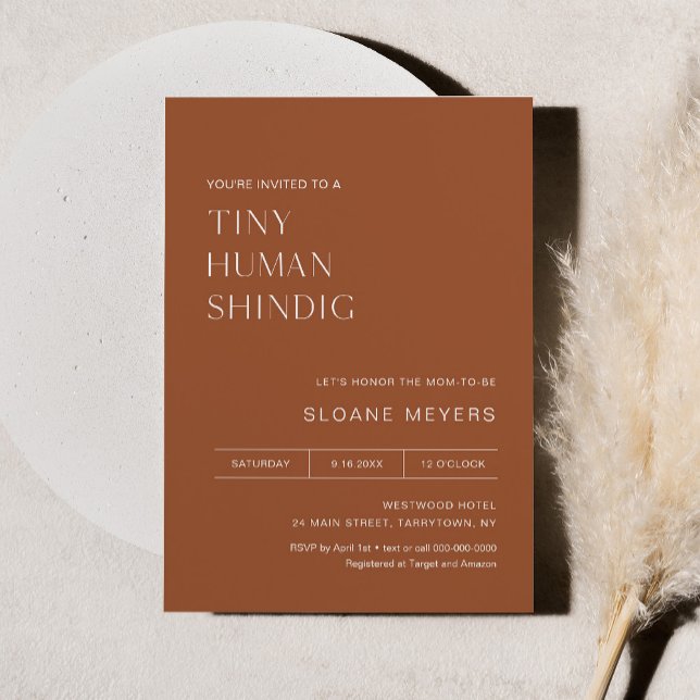 HARLOW Terracotta Baby Shower Tiny Human Shindig Invitation (Creator Uploaded)