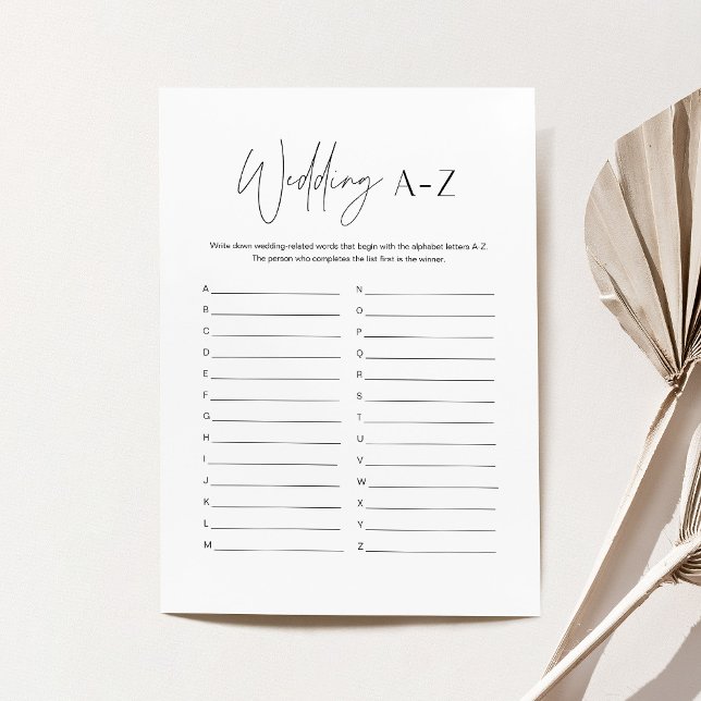 HARLOW Wedding A-Z Bridal Shower Game Card (Creator Uploaded)
