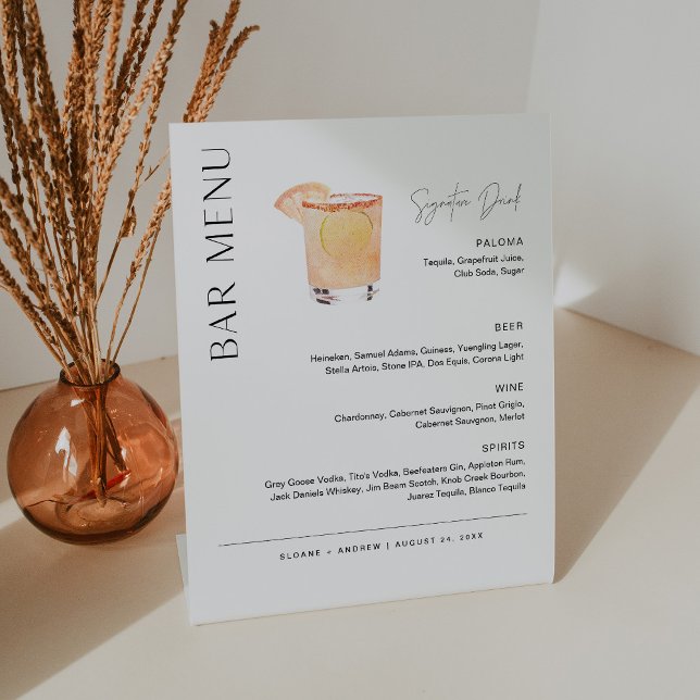HARLOW Wedding Bar Menu, Signature Drink Pedestal Sign (Creator Uploaded)