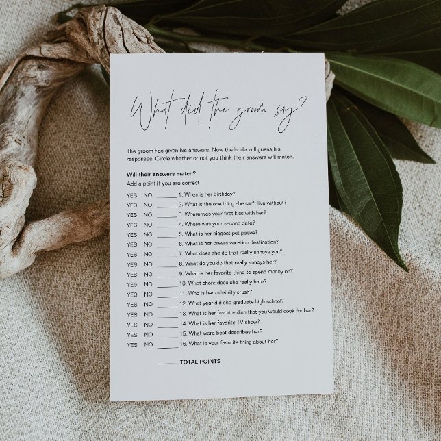 HARLOW What Did The Groom Say Bridal Shower Game (Creator Uploaded)
