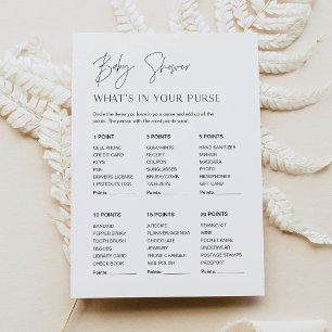 HARLOW Whats In Your Purse Baby Shower Game Card