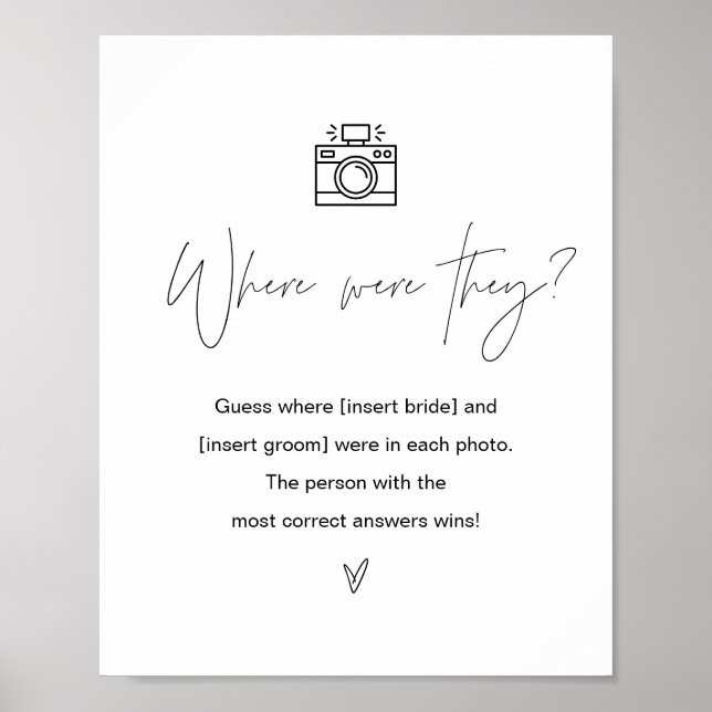 HARLOW Where Were They Bridal Shower Game Sign (Front)