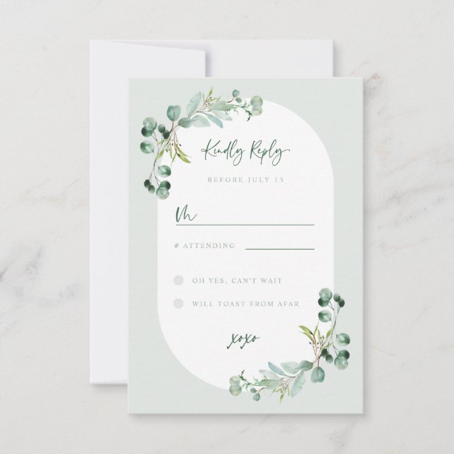 HARLYN RSVP Eucalyptus Bridal Shower Reply Card (Front)