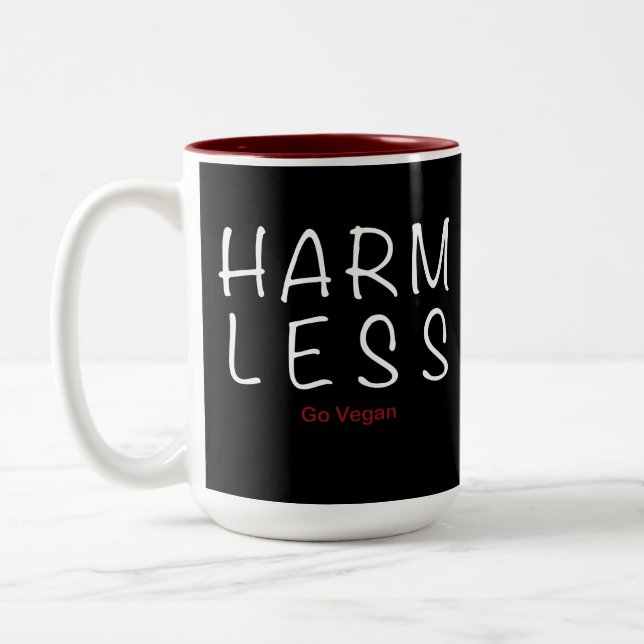 Harm Less - Go Vegan (Light Version) Two-Tone Coffee Mug (Left)