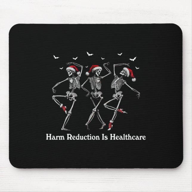 Harm Reduction Skeleton Dancing Christmas Overdose Mouse Mat (Front)